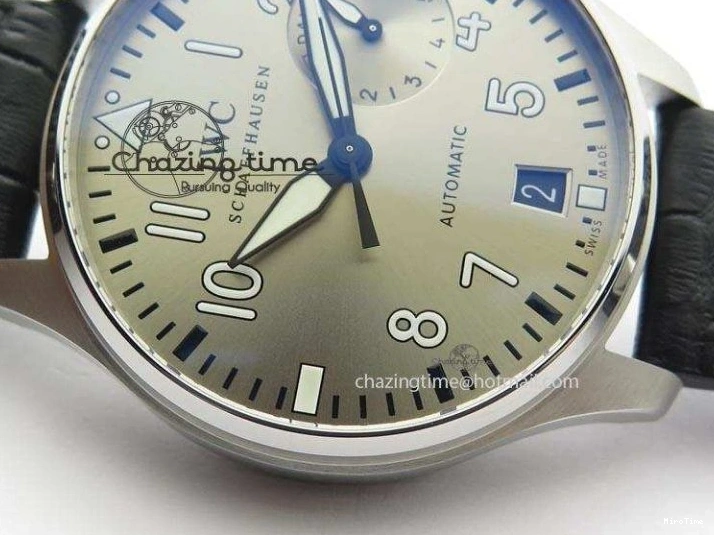 MIROTIME 0318 TimelessDesign Big Pilot Real PR IW500906 ZF 1:1 Best Edition Silver Dial On Black Leather Strap A 7285